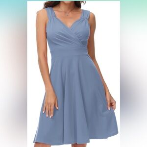 Worn Once Blue V Neck Sleeveless Wrap Dress